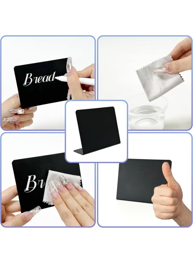 LYNLYN 12PCS Mini Chalkboard Buffet Food Labels, Reusable Acrylic Food and Price Signs with Erasable Markers and cleaning cloth for Parties and Catering（10 × 7.5 cm） - Image 4